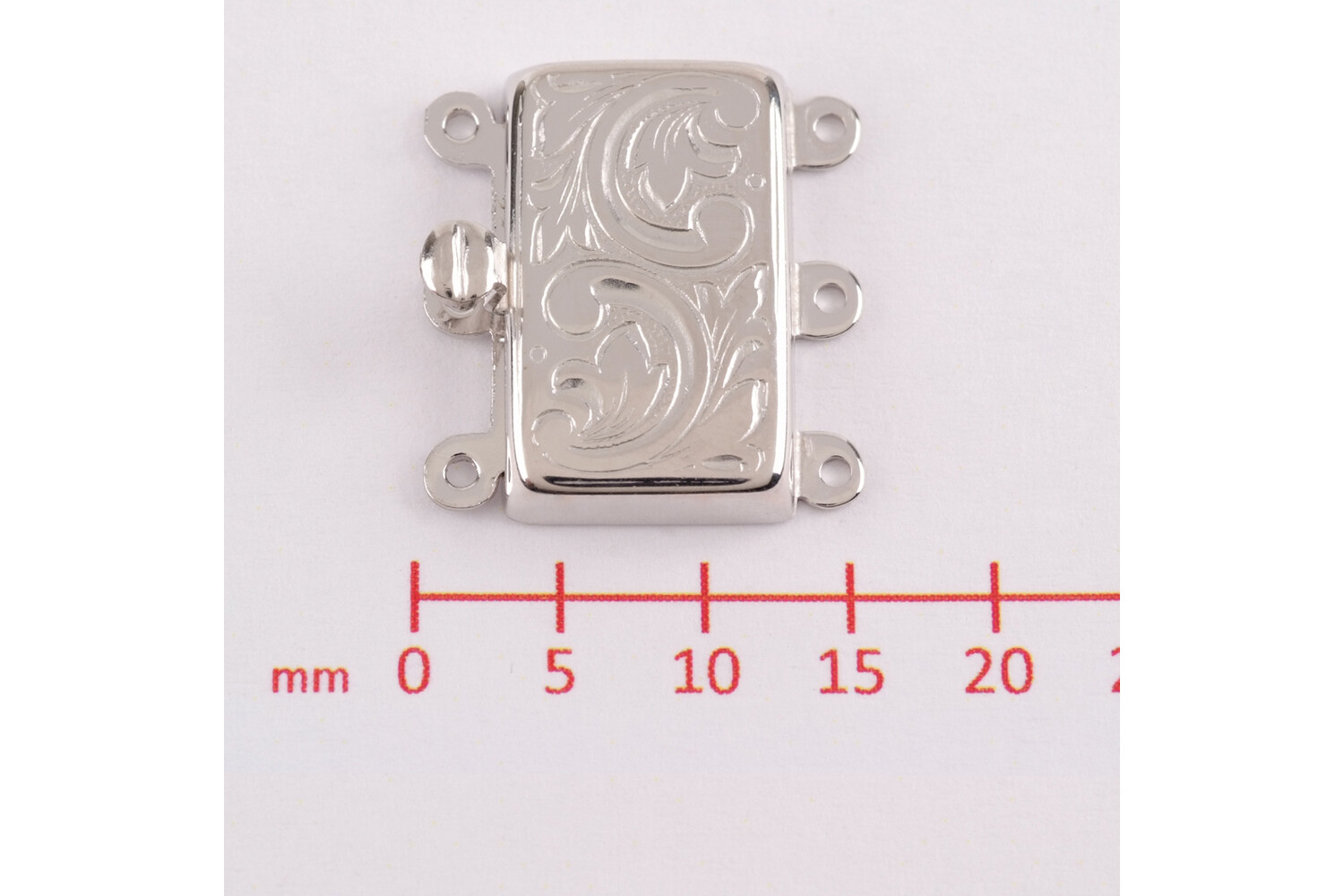 Fermoir gravé vertiacal large 3 rangs en argent