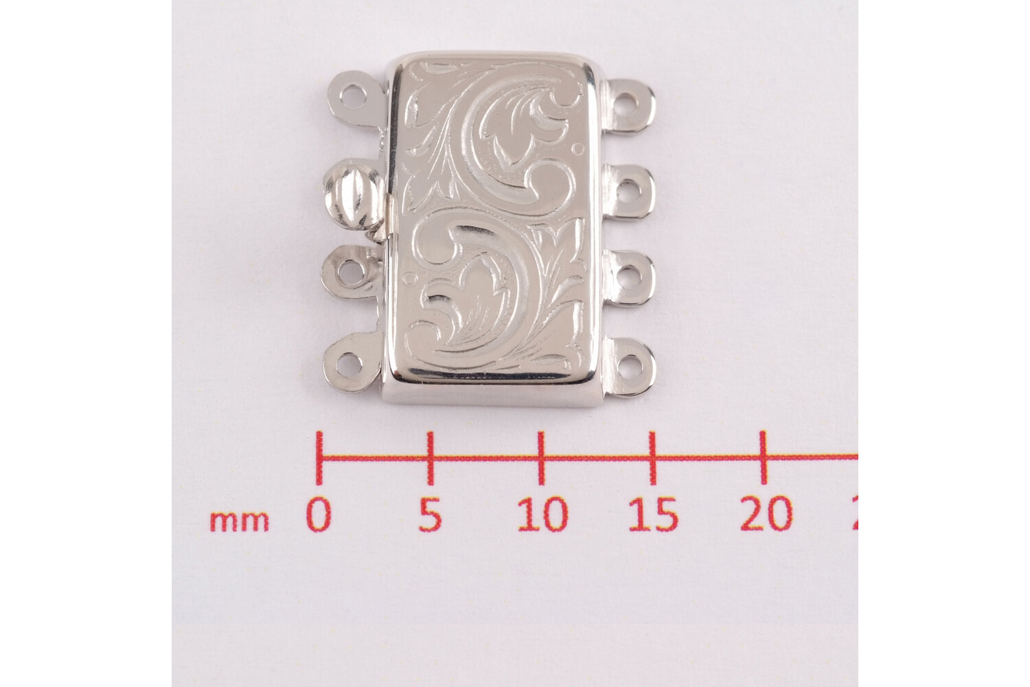 Fermoir gravé vertiacal large 4 rangs en argent