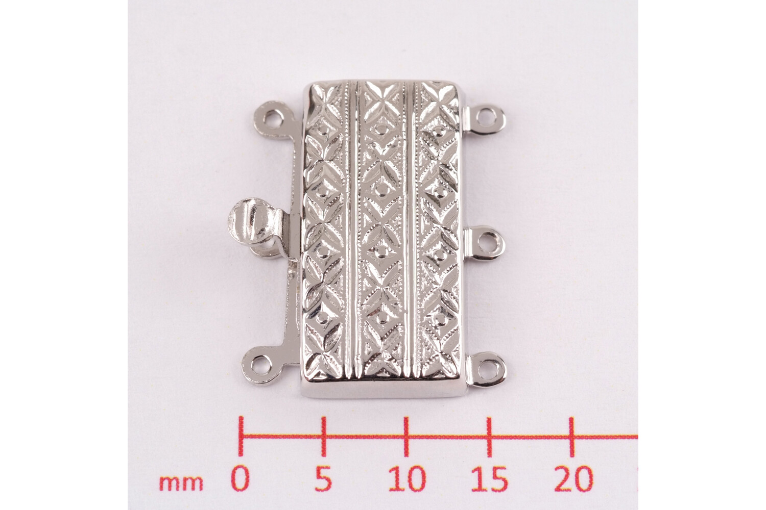Fermoir gravé vertiacal large 3 rangs en argent