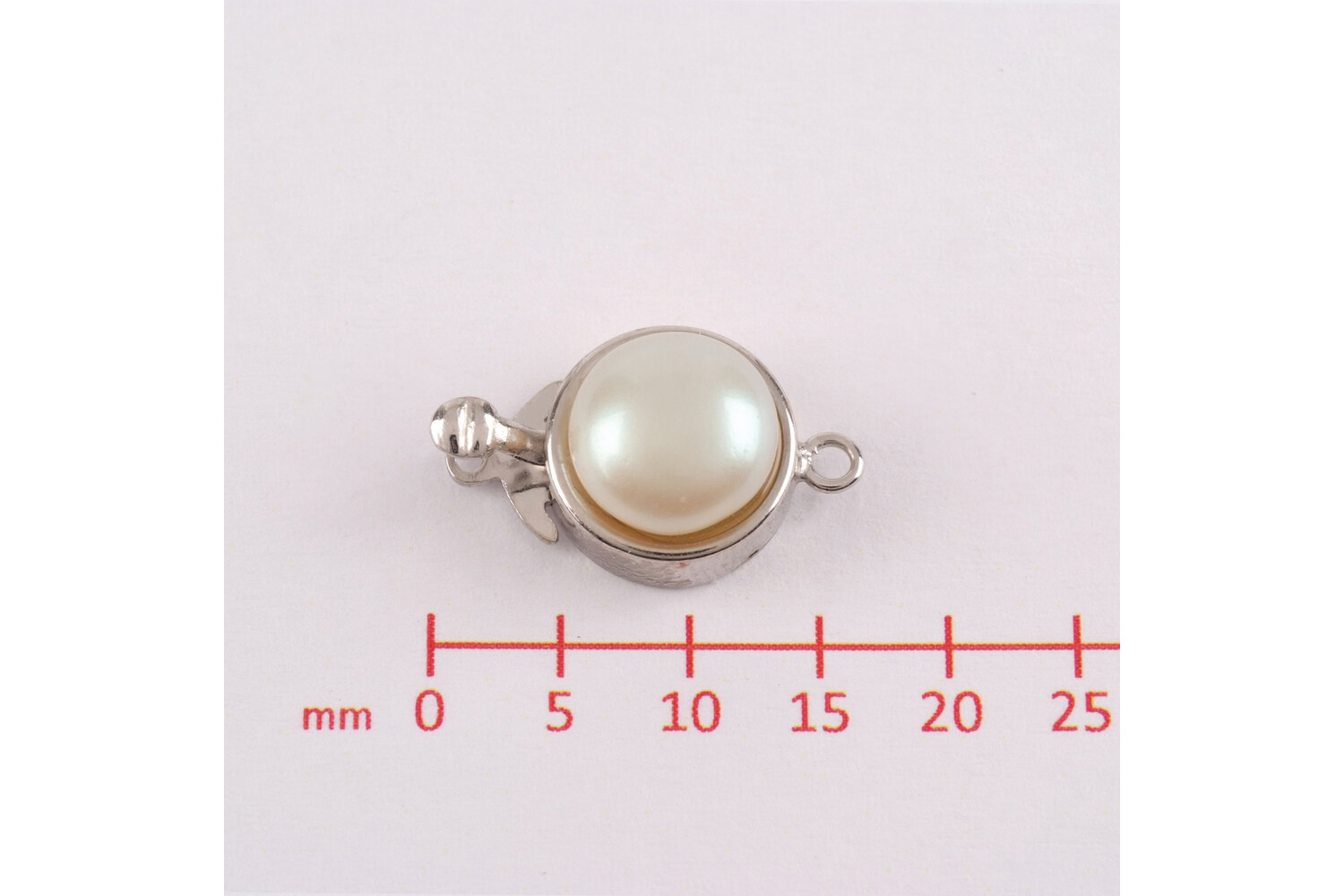 Fermoir à perle imitation rond argent