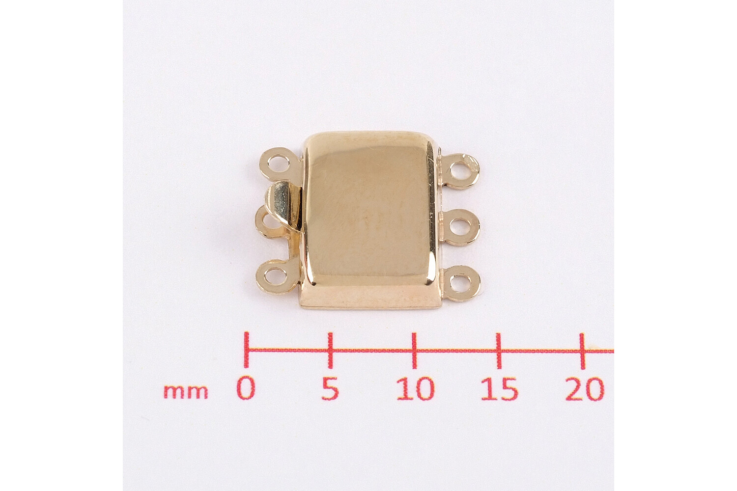Fermoir  de bracelet rectangle 3 rangs argent doré