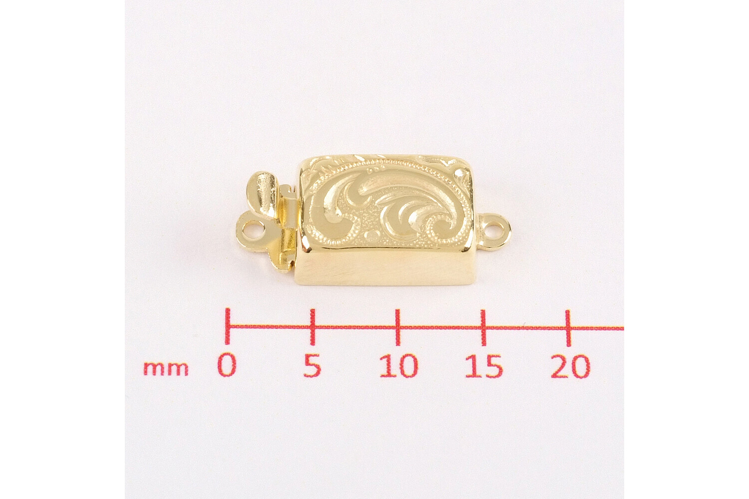 Fermoir rectangle gravé argent doré