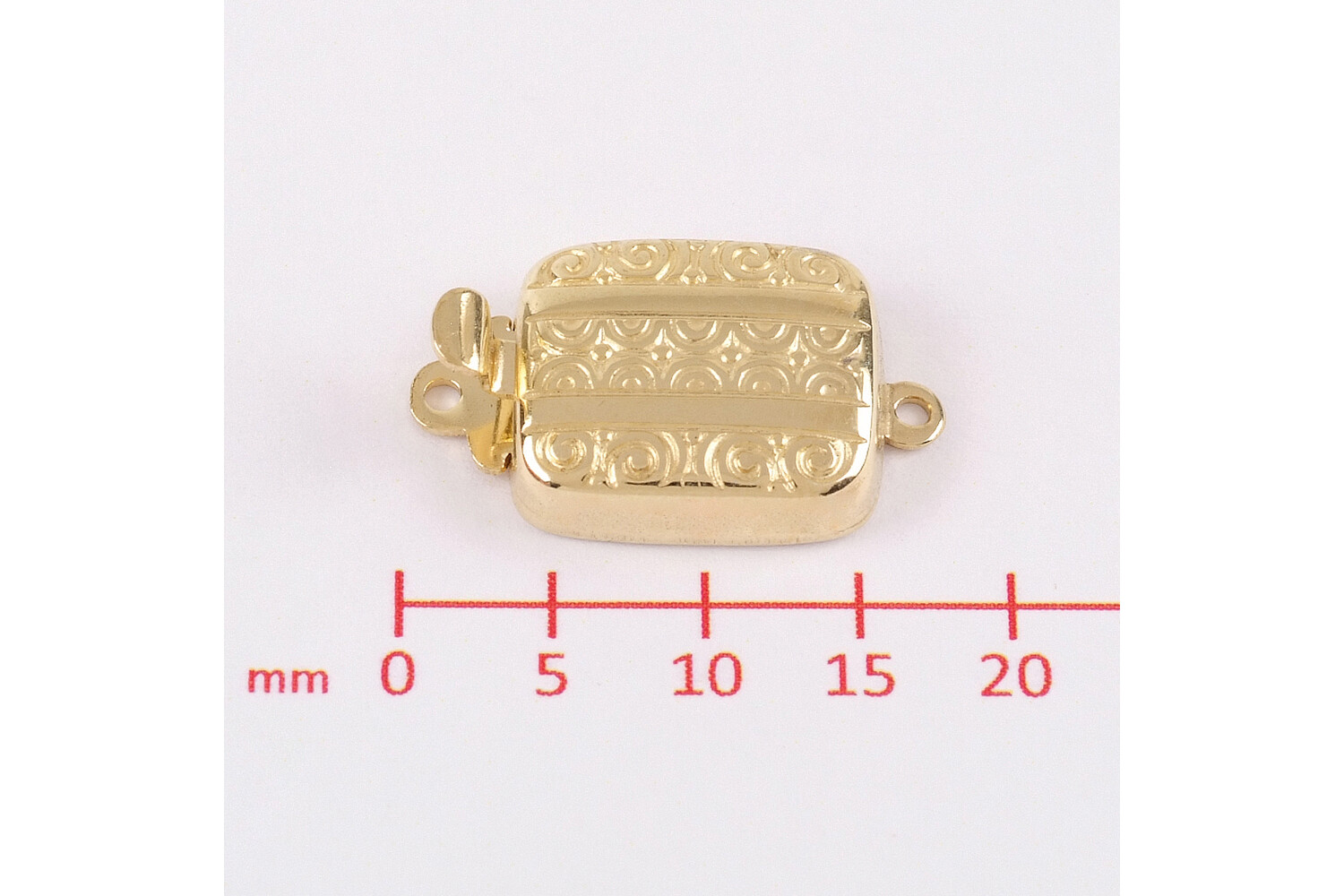 Fermoir rectangle gravé horizontal argent doré