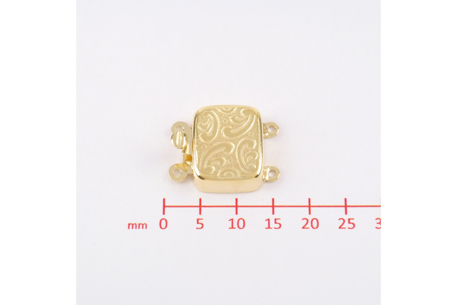 Fermoir rectangle vertical gravé 2 rangs argent doré