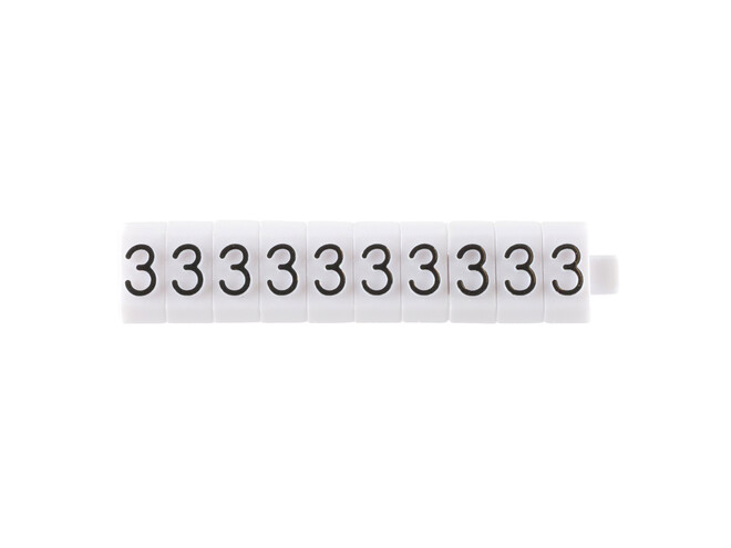 Los teken "3" wit 3 mm - 10 stuks