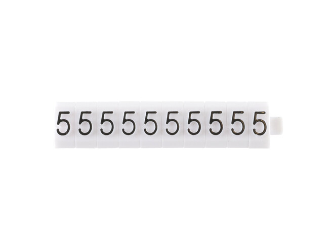 Los teken "5" wit 3 mm - 10 stuks