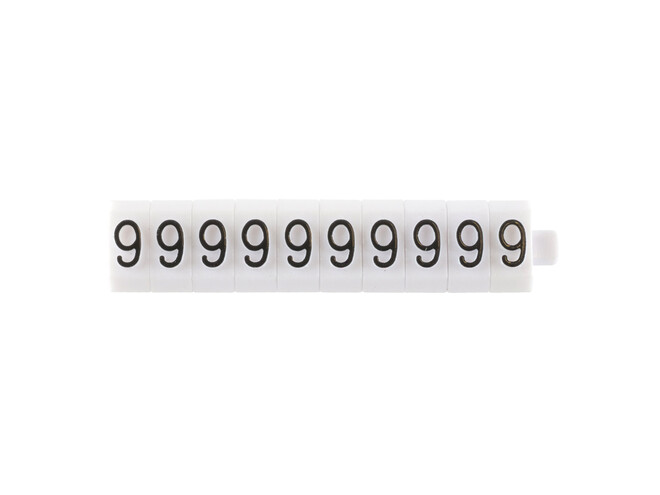 Los teken "9" wit 3 mm - 10 stuks