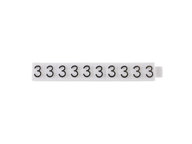 Los teken "3" wit 5 mm - 10 stuks