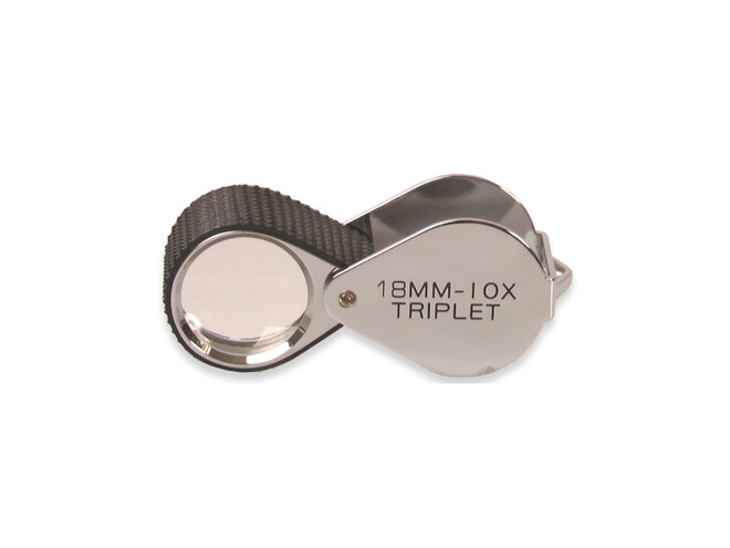 LOUPE DE POCHE CHROMEE AV./B. CAOUTCHOUC