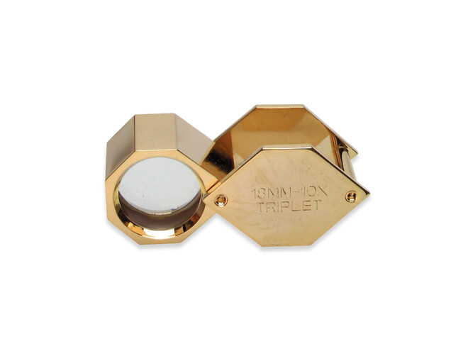 LOUPE DE POCHE HEXAGONALE DOREE- 10 X