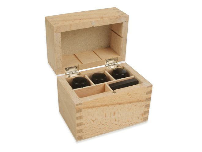 COFFRET A TESTER BOIS 3 FLACONS + PIERRE