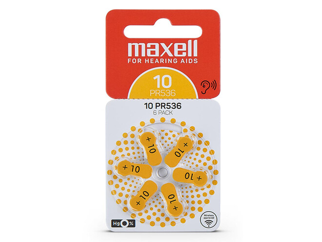 PILES POUR APPAREIL AUDITIF MAXELL10 CODE JAUNE PAR 6