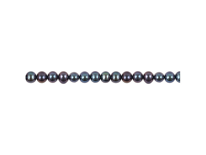 Collier de perles d'eau douce noires 6.5 -7.0 mm