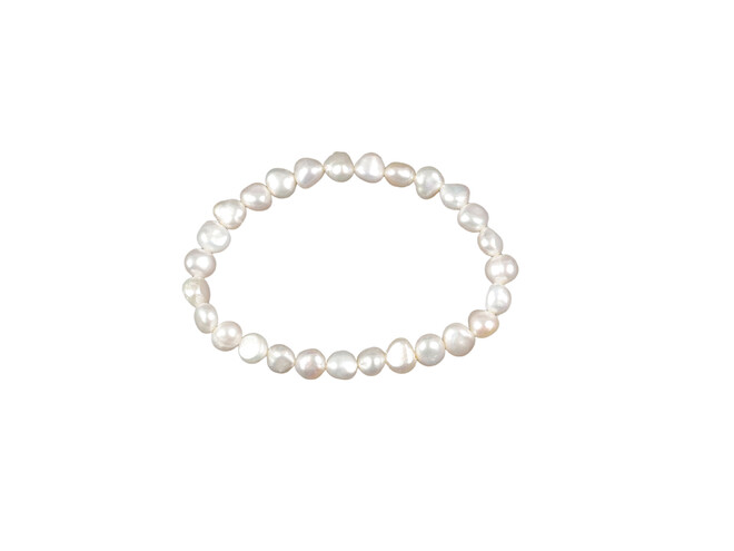 Bracelet de perles d'eau douce blanches 5.5 mm