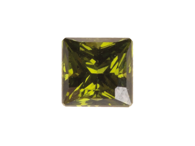 ZIRCONIA VERT OLIVE CARRÉ 2X2 MM