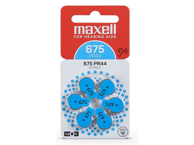 PILES POUR APPAREIL AUDITIF MAXELL 675 CODE BLEU PAR 6.