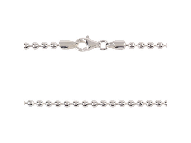 Collier perles argent  2.5 mm longueur 60cm