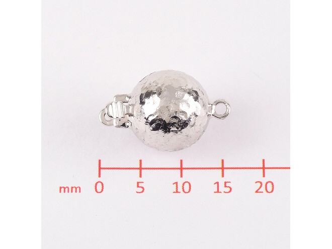 Fermoir boule argent martelé 10.0 mm