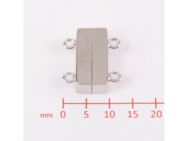 Fermoir magnétique 2 rangs argent 15.0 mm