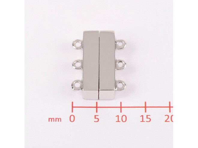 Fermoir magnétique 2 rangs argent 15.0 mm
