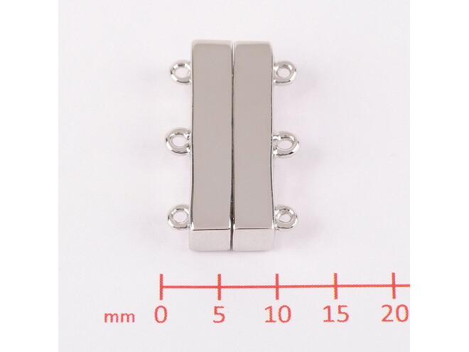 Fermoir magnétique 3 rangs argent 20.0 mm