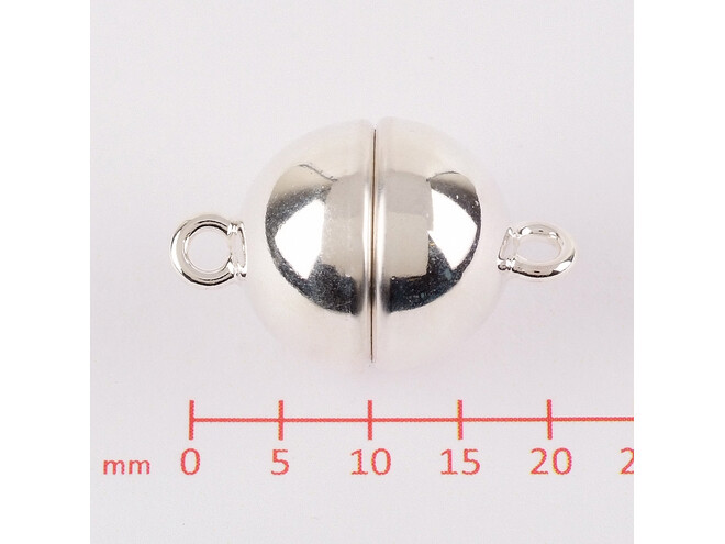 Fermoir magnétique boule argent 14.0 mm