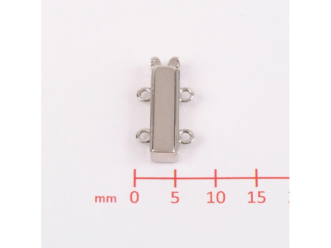 Fermoir de bracelet plat 2 rangs en argent