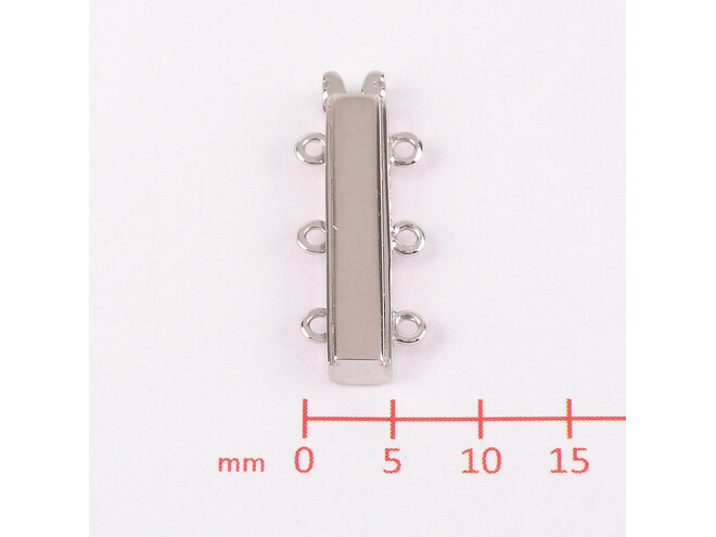 Fermoir de bracelet plat 3 rangs en argent