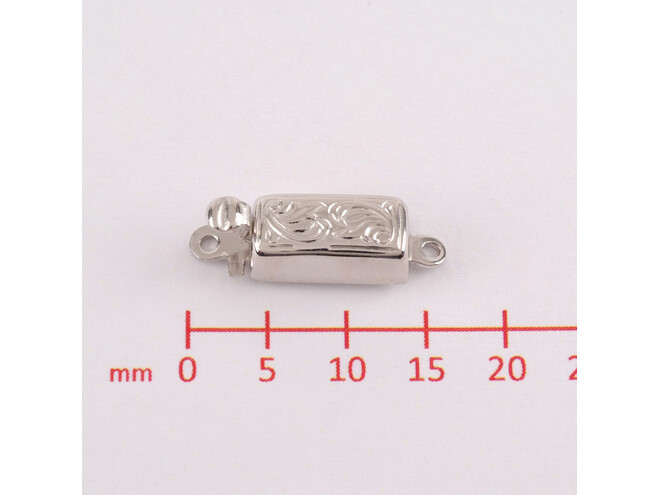 Fermoir gravé rectangle petit modèle en argent