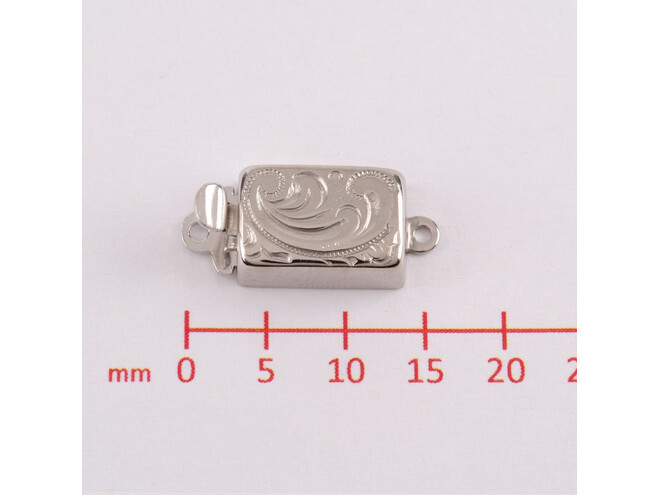 Fermoir gravé rectangle en argent
