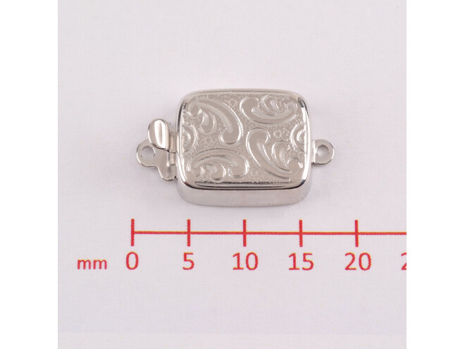 Fermoir gravé rectangle horizontal 1 rang en argent