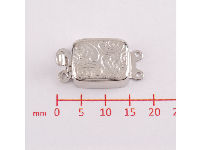 Fermoir gravé rectangle horizontal 2 rangs en argent
