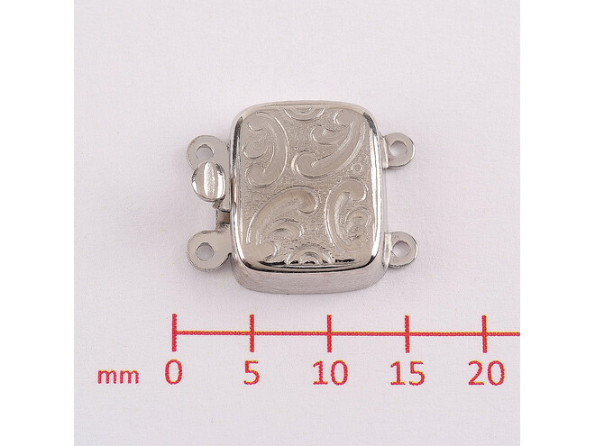 Fermoir gravé rectangle vertical 2 rangs en argent