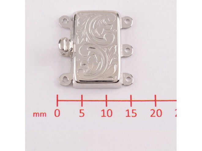 Fermoir gravé vertiacal large 3 rangs en argent