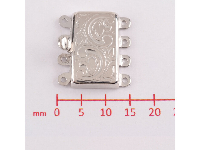 Fermoir gravé vertiacal large 4 rangs en argent