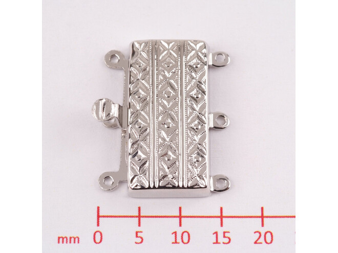 Fermoir gravé vertiacal large 3 rangs en argent