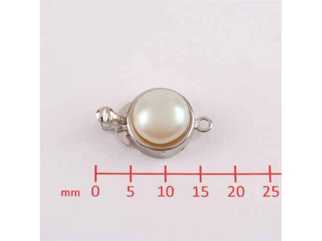 Fermoir à perle imitation rond argent