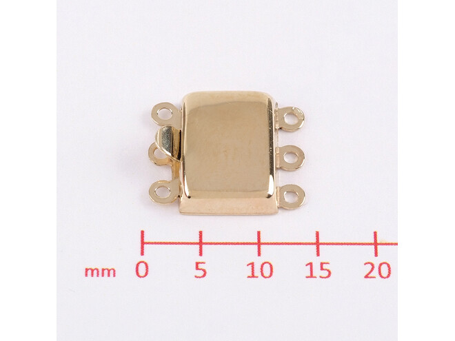 Fermoir  de bracelet rectangle 3 rangs argent doré