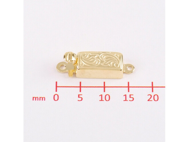 Fermoir rectangle fin argent doré
