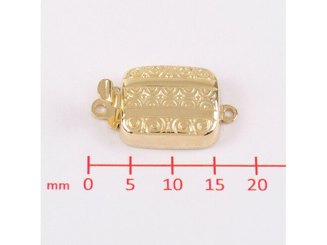 Fermoir rectangle gravé horizontal argent doré