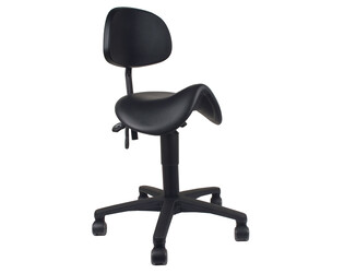 TABOURET SELLE AVEC DOSSIER À ROULETTES