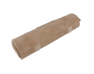 Rouleau de rangement pour colliers taupe avec 26 crochets en cuir