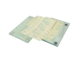 PLAQUES EN VERRE AVEC FEUILLETS ABRASIFS