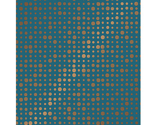 Cadeaupapier blauw random dots koper
