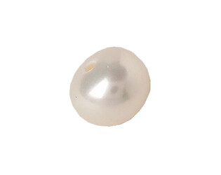Perle d'eau douce bouton blanche 1 trou 4.0 - 4.5 mm