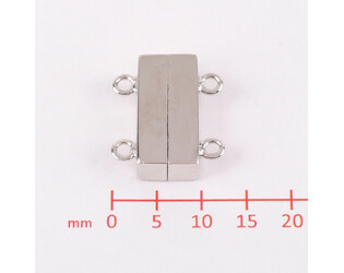 Fermoir magnétique 2 rangs argent 15.0 mm