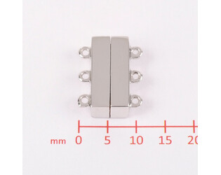 Fermoir magnétique 2 rangs argent 15.0 mm