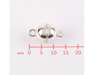 Fermoir magnétique boule argent 8.0 mm