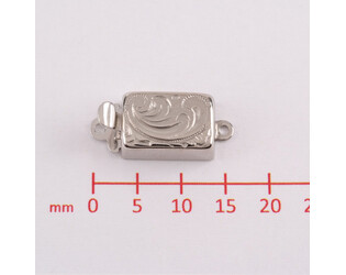 Fermoir gravé rectangle en argent