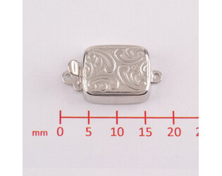 Fermoir gravé rectangle horizontal 1 rang en argent